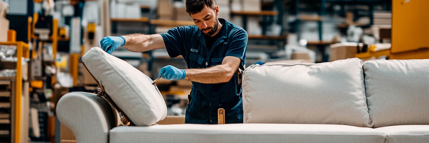 Mann bei der Polstermöbelherstellung